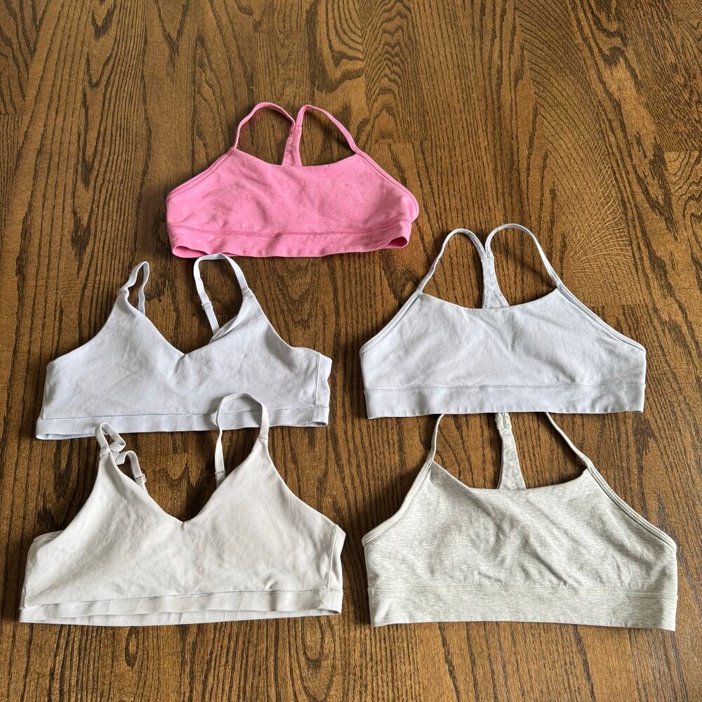 Athleta Girl Lot of 5 Sports Bras Size XL/14 Pink Purple Gray Bundle Multi-way
